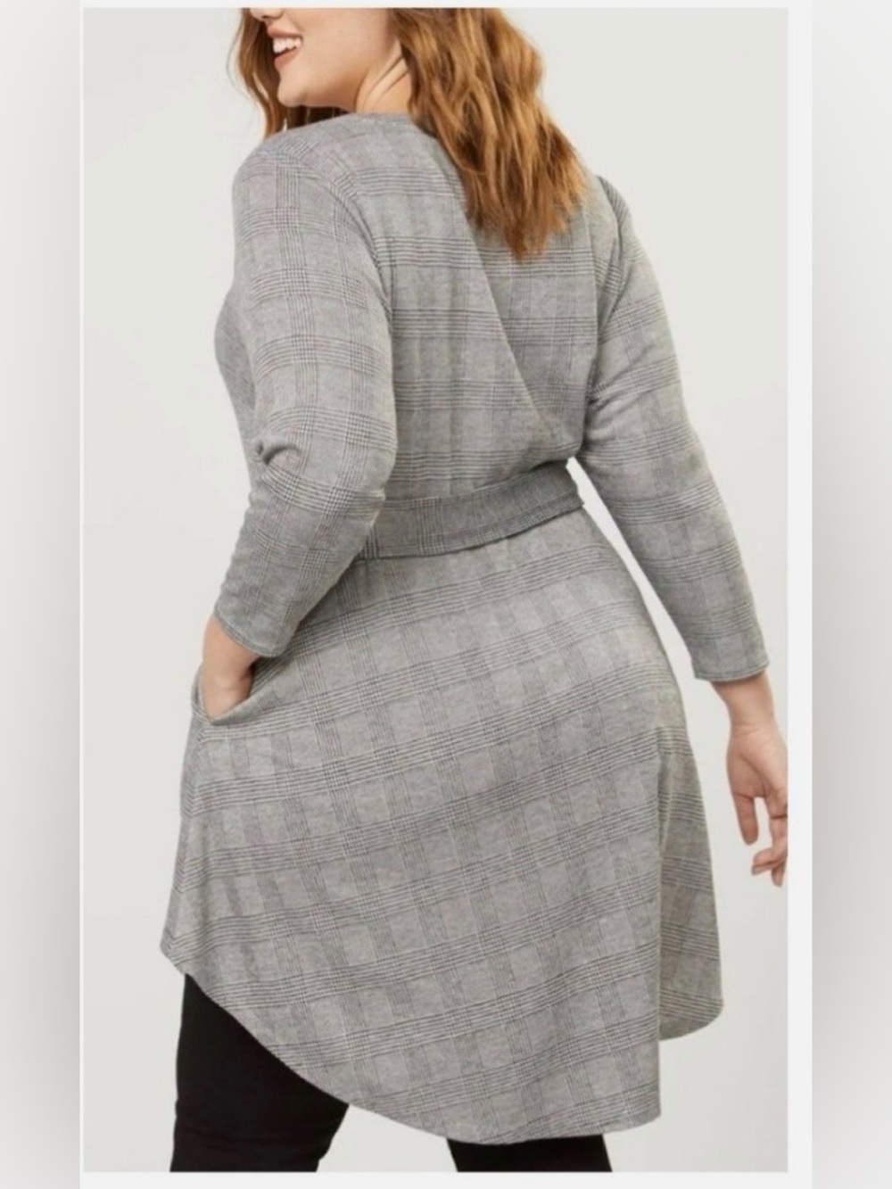 Lane Bryant Gray Plaid Tie-Waist Tunic Dress, Size 22/24